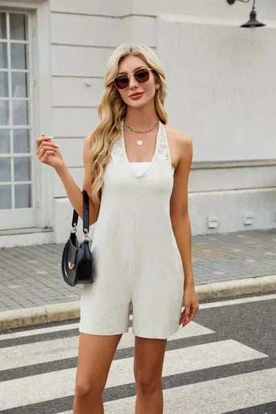 Halter Neck Romper with Pockets - Trendsi - Flyclothing LLC