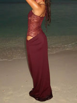 Lace Cutout Tie Shoulder Maxi Dress - Trendsi - Flyclothing LLC