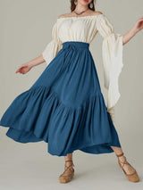 Smocked Waist Band Ruched Layered Skirt - Trendsi - Flyclothing LLC