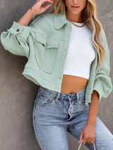 Button Up Long Sleeve Jacket - Trendsi - Flyclothing LLC