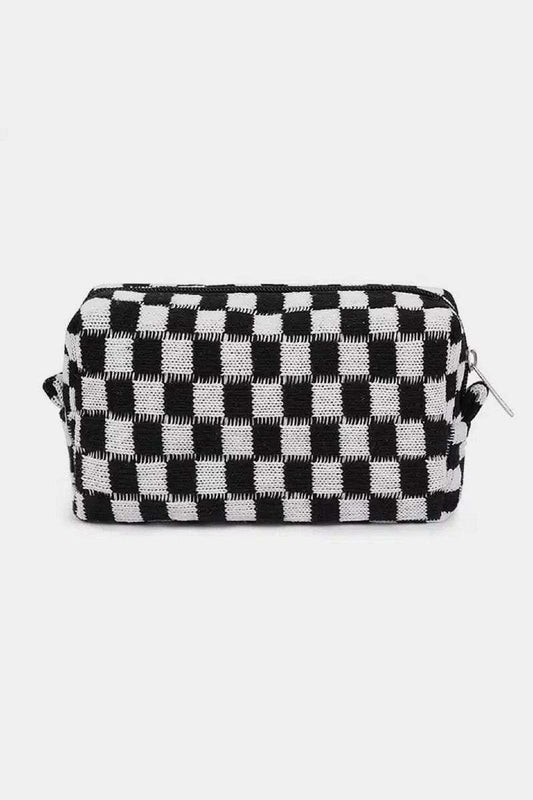 Zenana Checkered Pattern Knitted Cosmetic Pouch - Trendsi - Flyclothing LLC