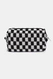 Zenana Checkered Pattern Knitted Cosmetic Pouch - Trendsi