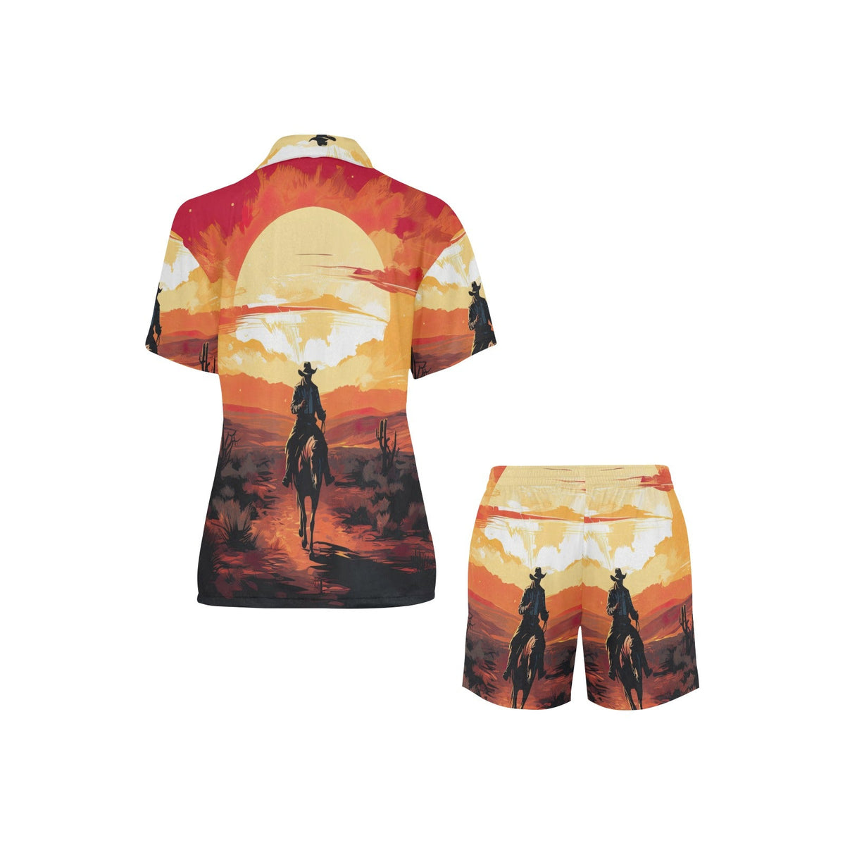 Baha Ranch Cowboy Desert Sunset Women's Western Pajama Set