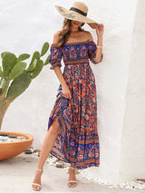 Floral Flounce Sleeve Midi Dress - Trendsi - Flyclothing LLC