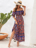 Floral Flounce Sleeve Midi Dress - Trendsi