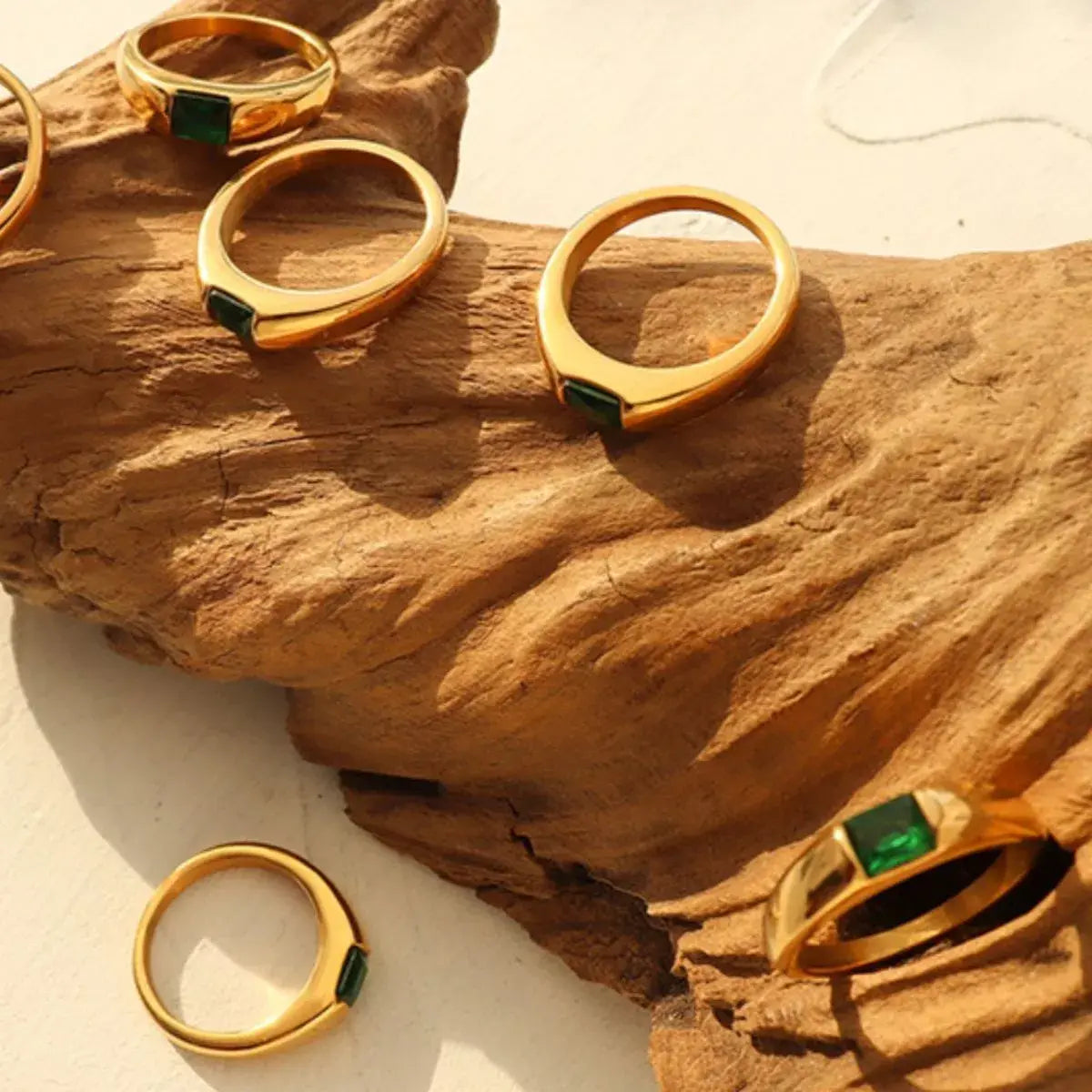 18K Gold-Plated Titanium Steel Zircon Ring - Trendsi - Flyclothing LLC