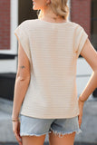 Asymmetrical Neck Short Sleeve Top - Trendsi