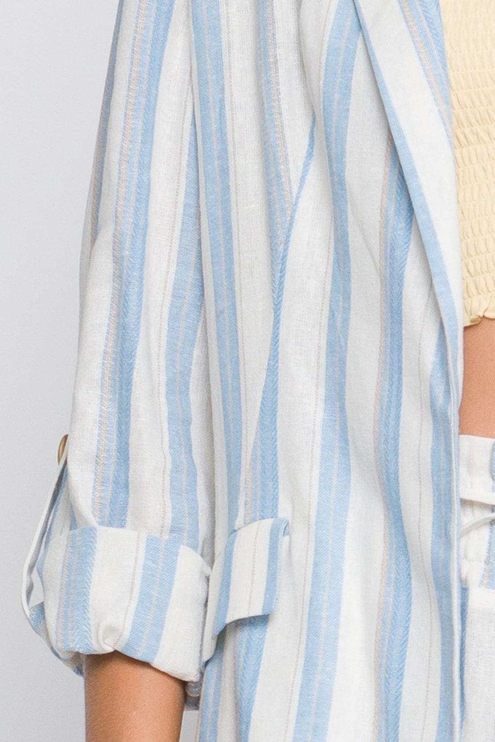 Love Tree Linen Woven Striped Blazer - Trendsi - Flyclothing LLC