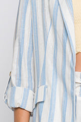 Love Tree Linen Woven Striped Blazer - Trendsi