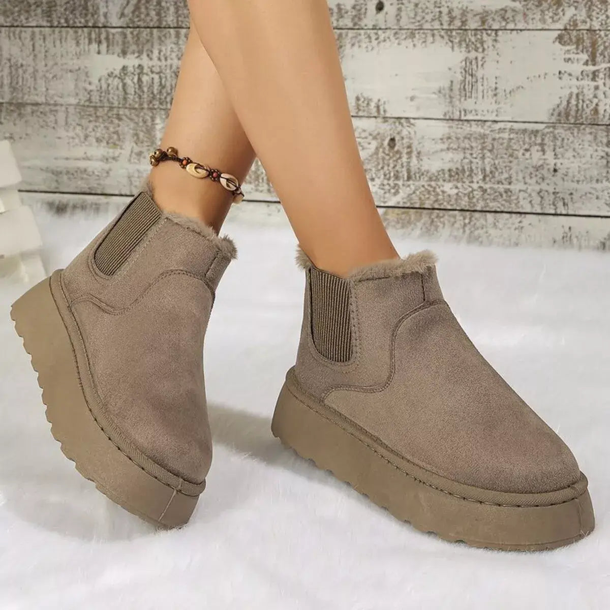 Round Toe Platform Ankle Boots - Trendsi - Flyclothing LLC