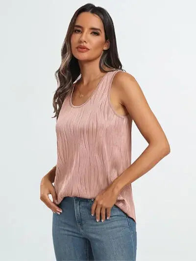 Round Neck Wide Strap Tank - Trendsi - Flyclothing LLC