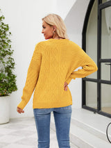 Round Neck Dropped Shoulder Sweater - Trendsi - Flyclothing LLC
