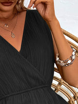 Textured Surplice Sleeveless Romper - Trendsi - Flyclothing LLC