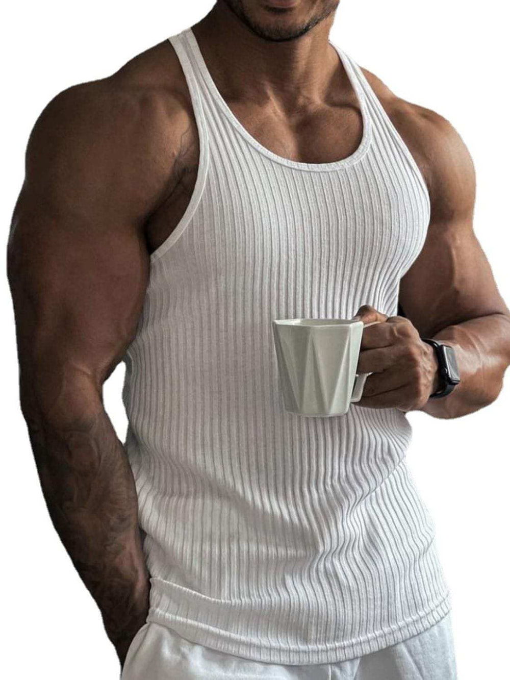 Men's Plus Size Round Neck Wide Strap Tank - Trendsi - Flyclothing LLC