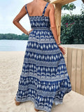 Printed Square Neck Sleeveless Maxi Dress - Trendsi