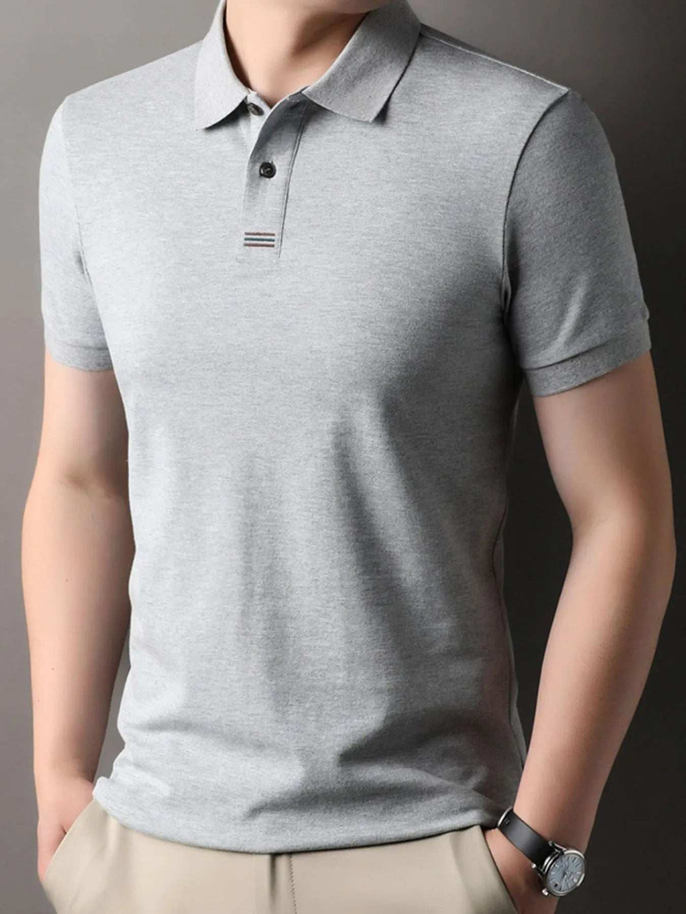 Men's Plus Size Button Detail Short Sleeve Polo - Trendsi - Flyclothing LLC