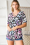 Heimish Full Size Crisscross Neck Animal Print Babydoll Top Plus Size - Trendsi