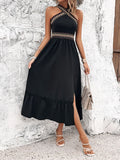 Devine Ruffled Slit Sleeveless Midi Dress - Trendsi