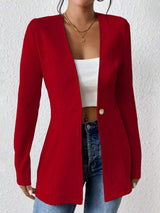 One Button Long Sleeve Blazer - Trendsi - Flyclothing LLC
