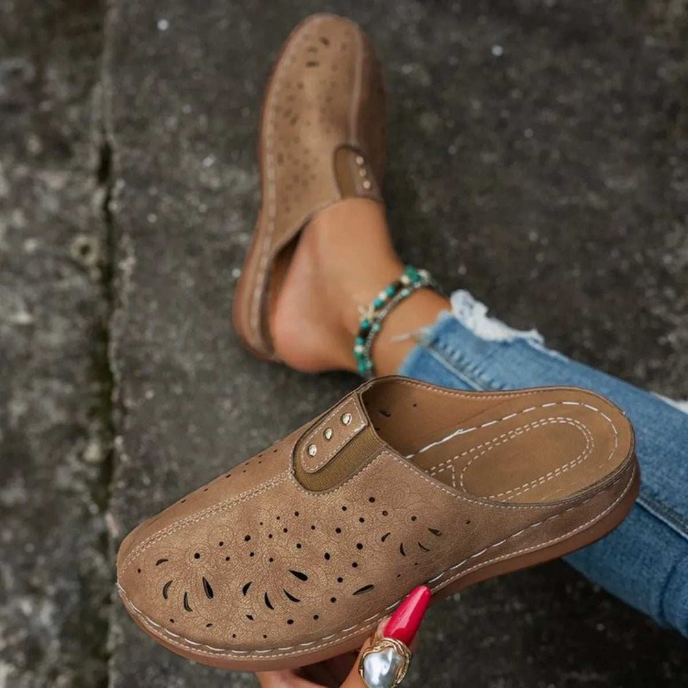 Round Toe Cutout Slip-Ons - Trendsi - Flyclothing LLC