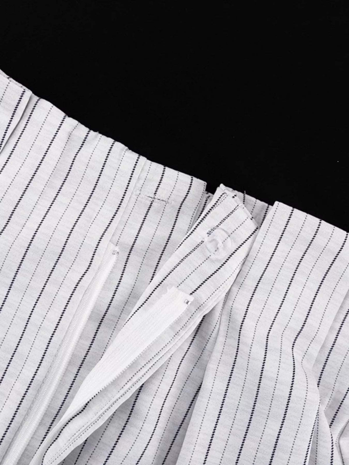 Pinstripe Cropped Blazer and Pleated Shorts Set - Trendsi - Flyclothing LLC