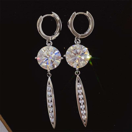 10 Carat Moissanite 925 Sterling Silver Earrings - Trendsi - Flyclothing LLC