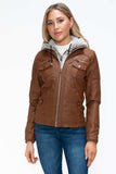YMI Removable Faux Layered Multi-Pocket Jacket with Fuzzy Hood - Trendsi - Flyclothing LLC