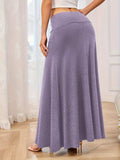 Solid Elastic Waist Maxi Skirt - Trendsi - Flyclothing LLC
