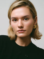 18K Gold-Plated Stainless Steel Ribbed Earrings - Trendsi