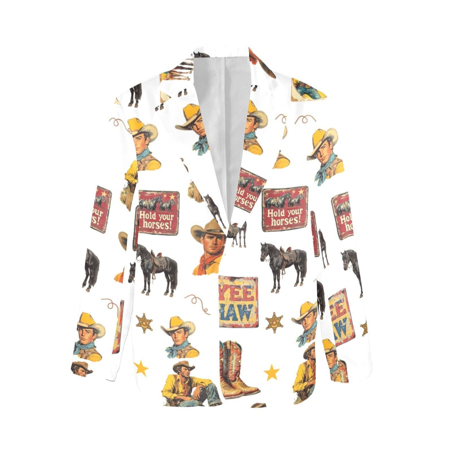Baha Ranch Vintage Cowboy Collage Western Women's Blazer - Baha Ranch Western Wear - Flyclothing LLC