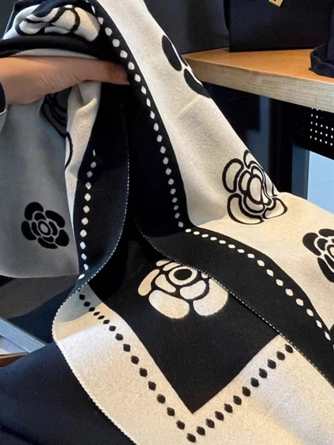 Floral Pattern Raw Hem Scarf - Trendsi - Flyclothing LLC
