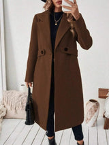 Full Size Elegant Lapel Collar Belted Coat with Pockets Plus Size - Trendsi - Flyclothing LLC