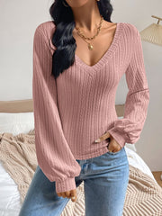 Camiseta de manga larga con cuello en V