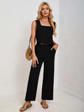 Square Neck Tank and Wide Leg Pants Set - Trendsi - Flyclothing LLC