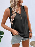 Full Size Decorative Button V-Neck Tank - Trendsi - Flyclothing LLC