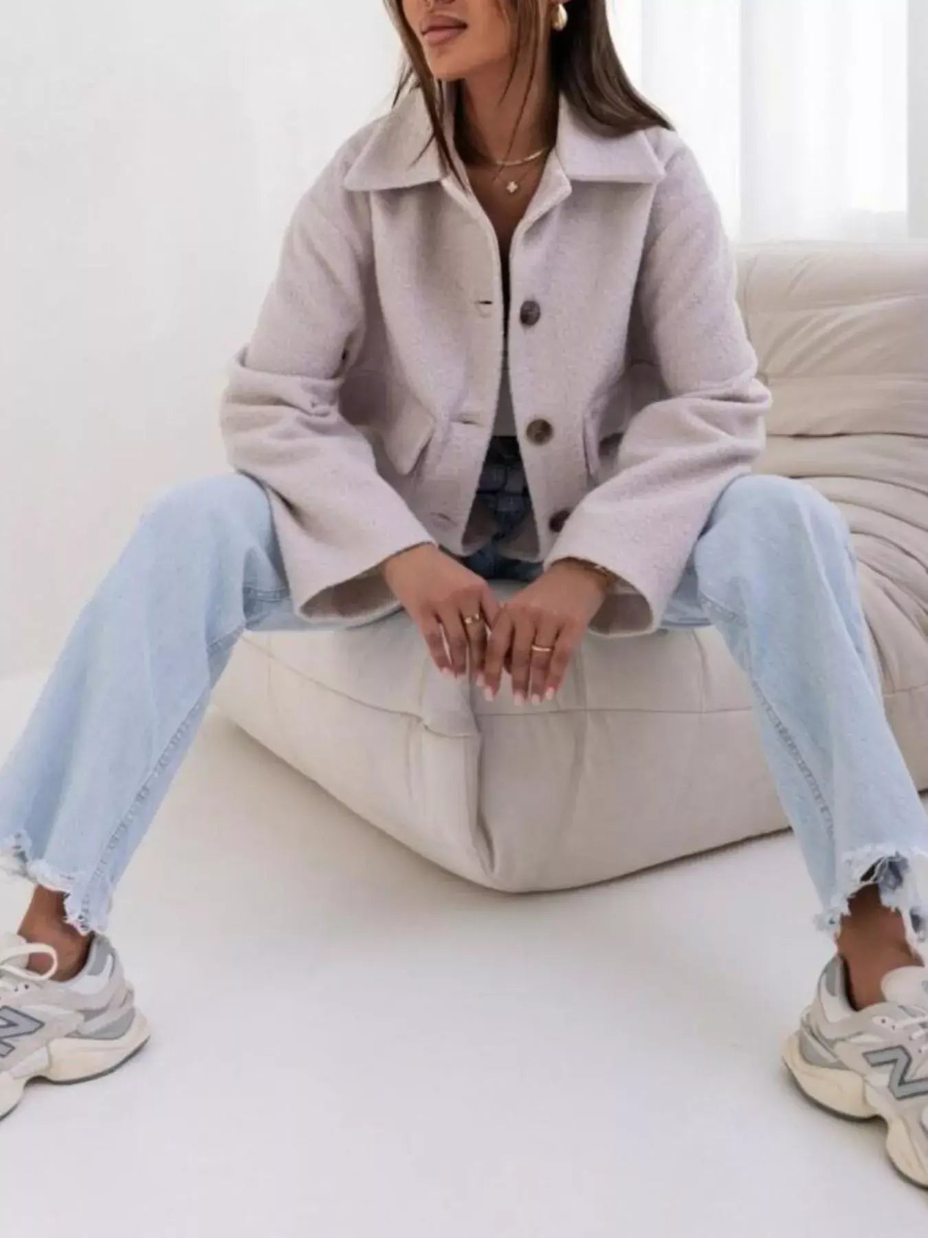 Button-Down Long Sleeve Outerwear - Trendsi - Flyclothing LLC