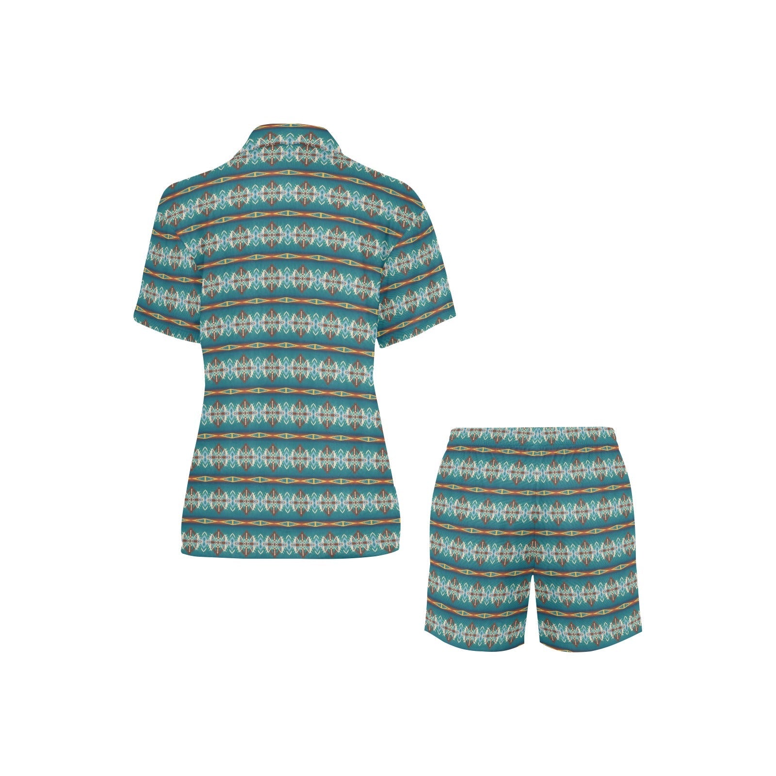 Baha Ranch Teal Aztec Women's Western Pajama Set