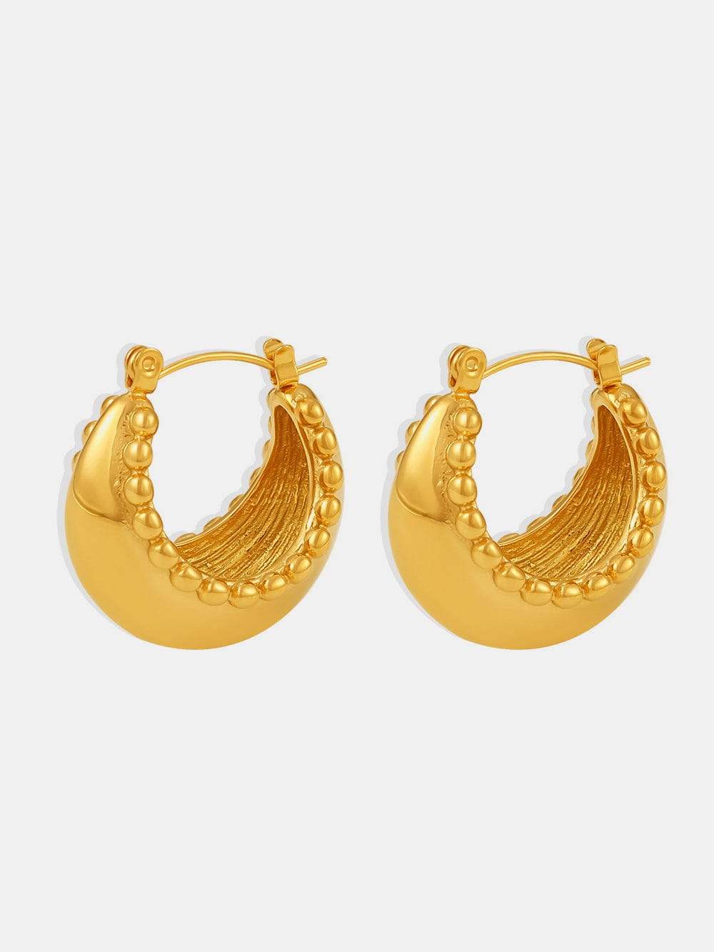 18K Gold-Plated Stainless Steel Huggie Earrings - Trendsi - Flyclothing LLC