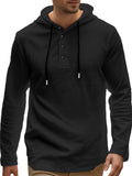 Men's Full Size Drawstring Button Detail Long Sleeve Hoodie Plus Size - Trendsi - Flyclothing LLC