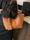 Woven Texture Large Capacity Tote Bag - Trendsi - Flyclothing LLC