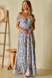 Printed Off-Shouder Short Sleeve Dress - Trendsi - Flyclothing LLC