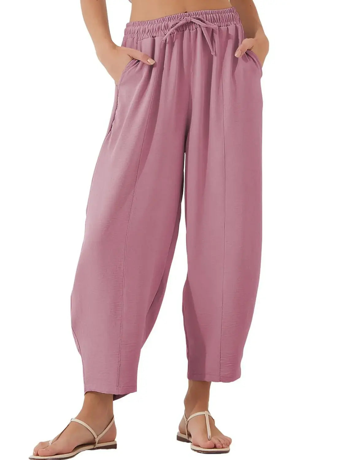 Full Size Drawtising Cropped Jogger Pants Plus Size - Trendsi - Flyclothing LLC