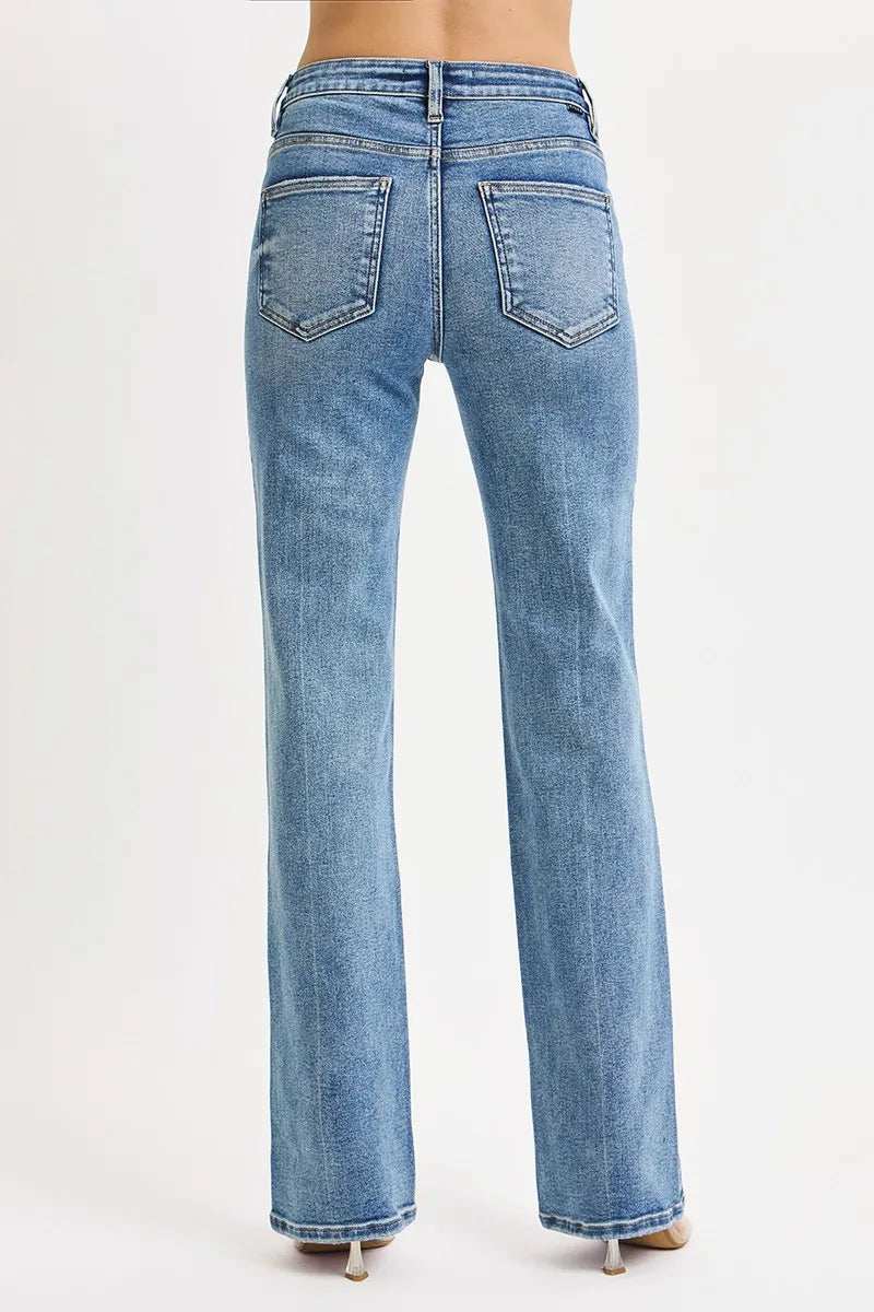 RISEN Full Size Tummy Control High Rise Straight Jeans Plus Size - Trendsi - Flyclothing LLC