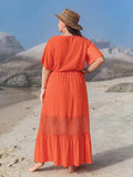 Plus Size V-Neck Flutter Sleeve Maxi Dress - Trendsi - Flyclothing LLC