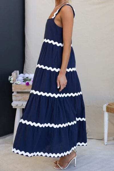 Contrast Trim Square Neck Dress - Trendsi - Flyclothing LLC