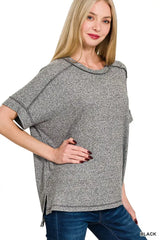 Zenana Full Size Soft Melange Hacci Short Sleeve Hi-low Tee Plus Size - Trendsi - Flyclothing LLC