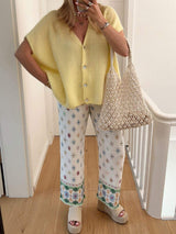 V-Neck Button Up Short Sleeve Cardigan - Trendsi - Flyclothing LLC