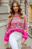 Rainbow Confetti Drop Shoulder Sweater - Trendsi - Flyclothing LLC