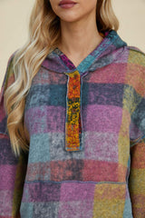 Double Take Full Size Plaid Dropped Shoulder Hoodie - Trendsi - Flyclothing LLC