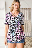 Heimish Full Size Crisscross Neck Animal Print Babydoll Top Plus Size - Trendsi - Flyclothing LLC